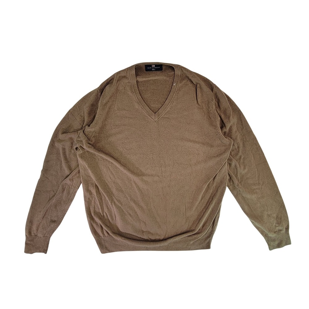 Blue Harbour Marks Spencer Mens V Neck Long‎ Sleeve Sweater Tan Large